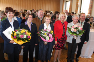 von links: Angela Pöhlchen, Zweite Bürgermeisterin Katharina Dworzak, Caroline Schmidt (hat 2019 einen Nachbarin das Lebens gerettet), Bürgermeisterin Gabriele Müller, Hertha Stiegler
