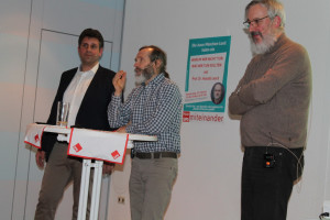 Roland Habecker, Dr. Volker Beck und Dr. Alexander Zill bei der Diskussion.